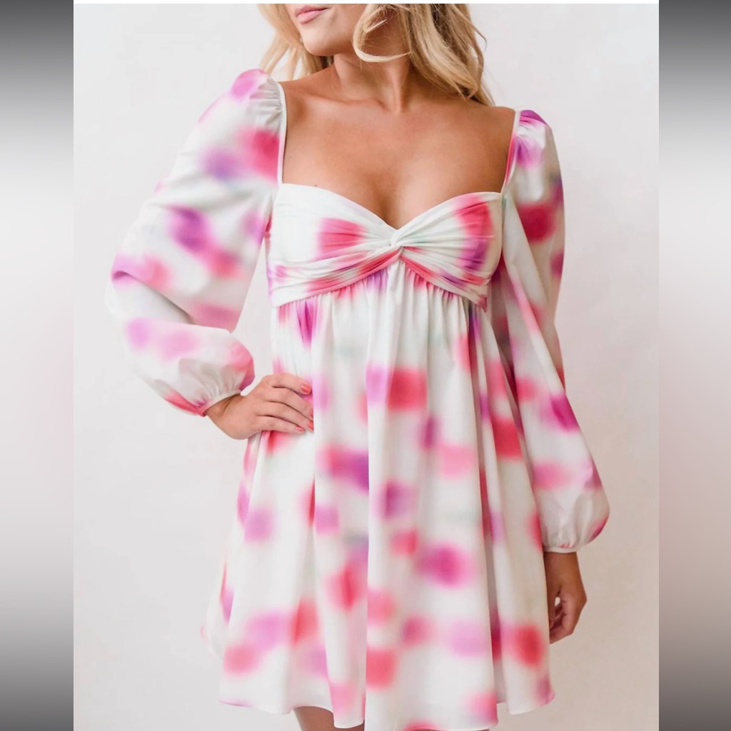 Amur Marlowe Mini Dress In Ivory And Pink